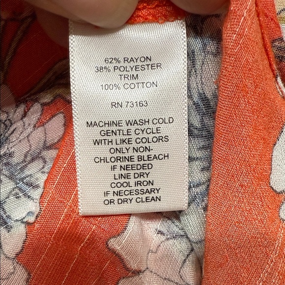 Spense Size M Orange  Floral Tunic Top V-Neck  3/4 Flare Sleeve - Picture 9 of 9